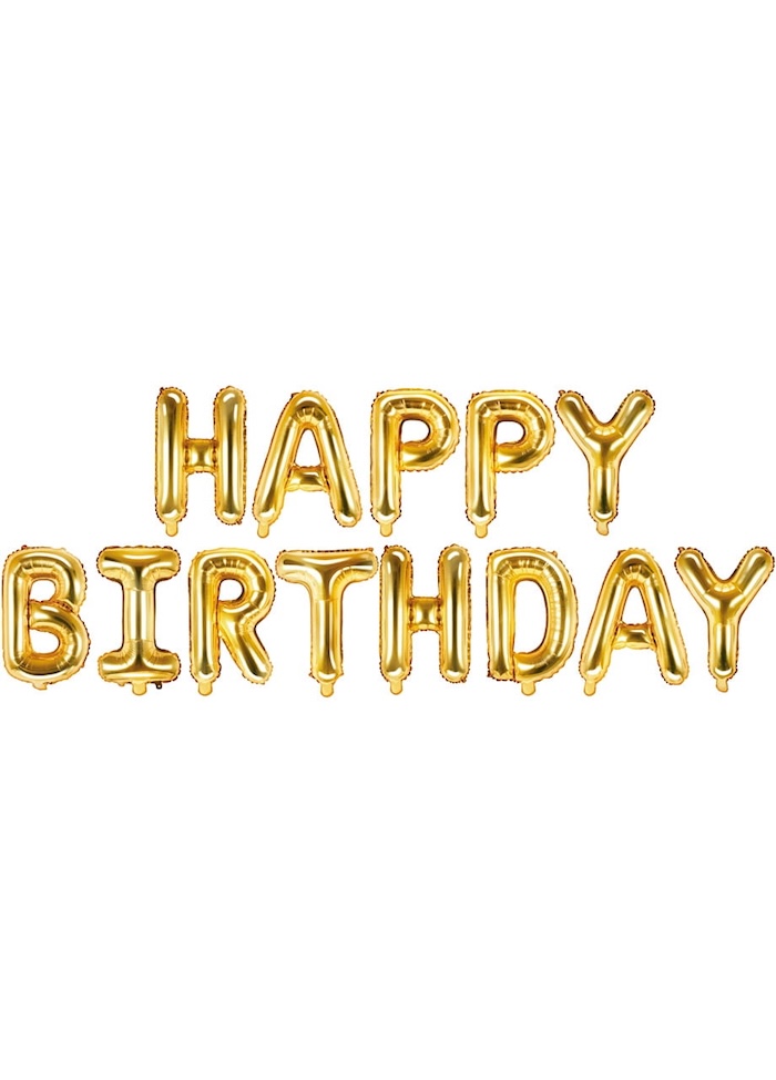 Balony litery napis HAPPY BIRTHDAY złoty